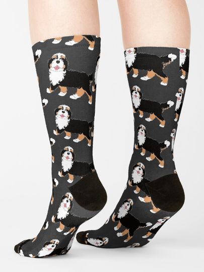 Tri Color Bernedoodle Socks