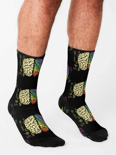 Brain Neurology Hemispheres Analytical Creative Socks