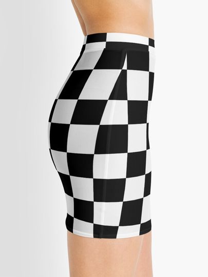Black and White Checkerboard Mini Skirt