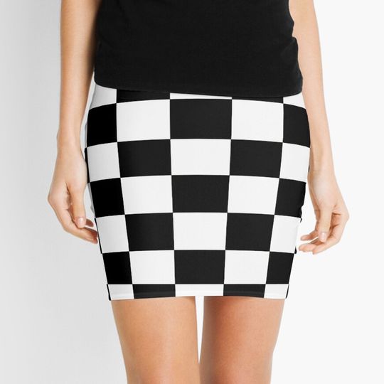 Black and White Checkerboard Mini Skirt