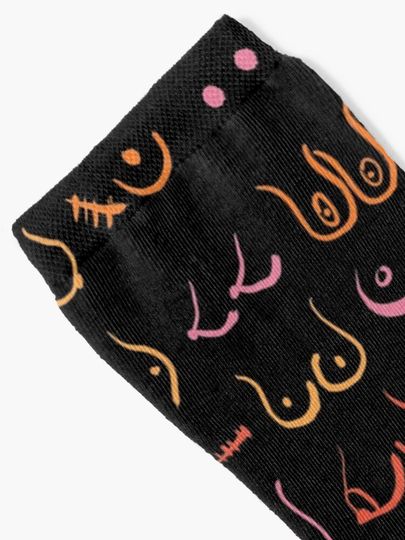 Neon Boobs Drawing Socks
