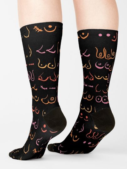 Neon Boobs Drawing Socks