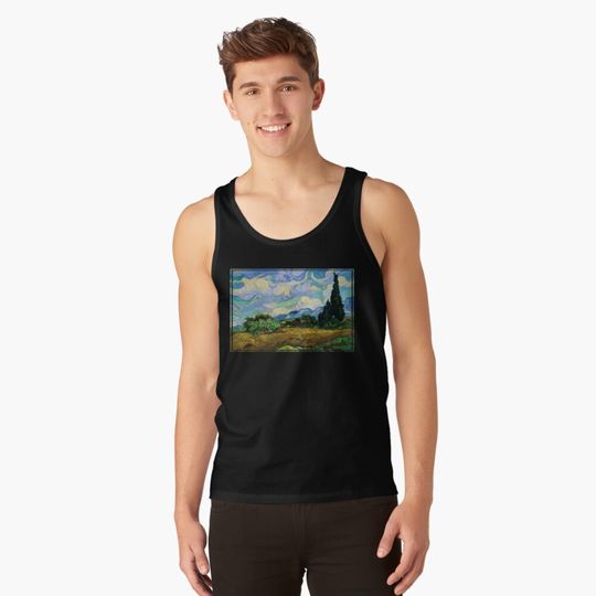 Wheat Field with Cypresses by Vincent van Gogh Tank Top