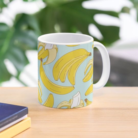 Banana pattern on turquoise background Mug