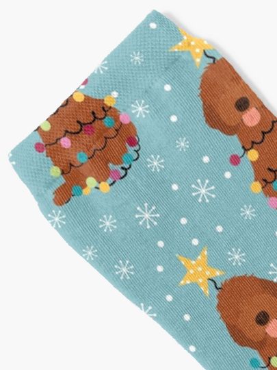 Ruby Red Cockapoo Cavapoo Cavoodle Christmas Tree Socks