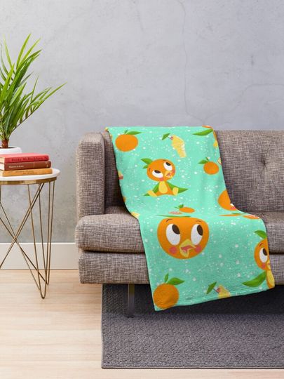 Orange Bird with Dole whip Throw Blanket