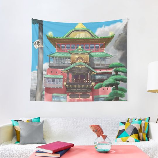 Bathhouse Spirited Away Digital Art Tapestry
