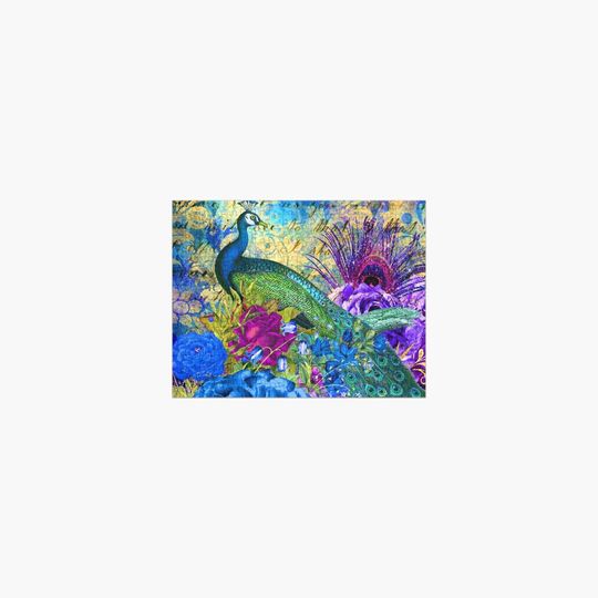 Peacock Elegant Art Design With Luxurious Flowers  Jigsaw Puzzle