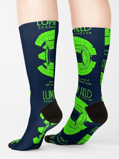 Seattle Seahawks Lumen Field Stadium Poster Print Socks