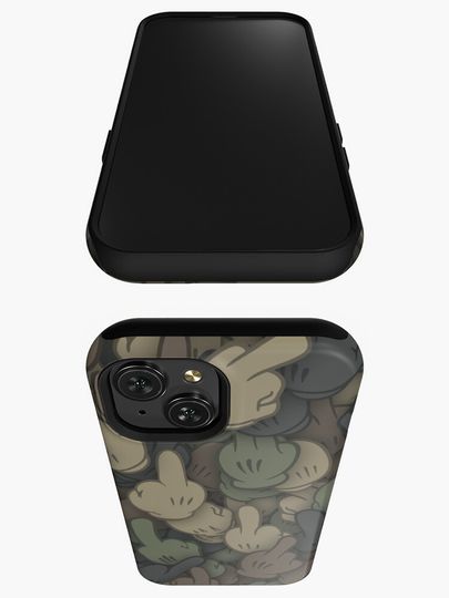 Camouflage with middle fingers of Mickey Mouse iPhone Case