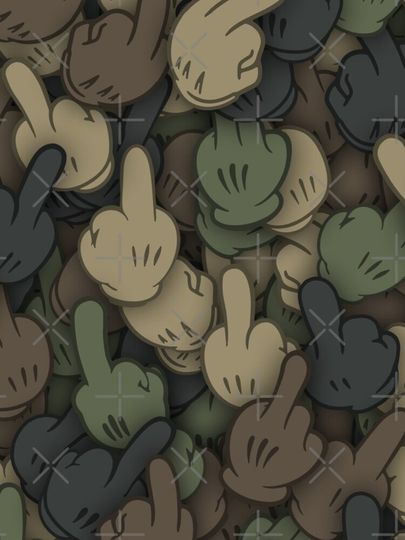 Camouflage with middle fingers of Mickey Mouse iPhone Case