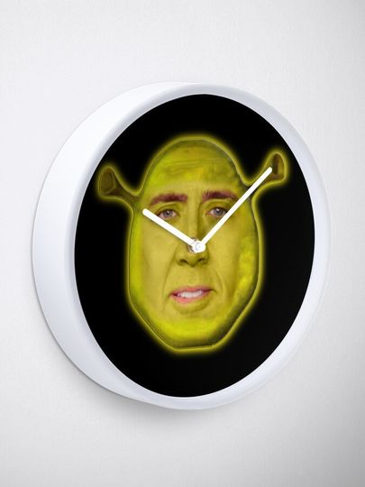 Nicholas Cage as Shrek - Nicolas Cage - Nick Cage - Funny Wall Clocks Decor