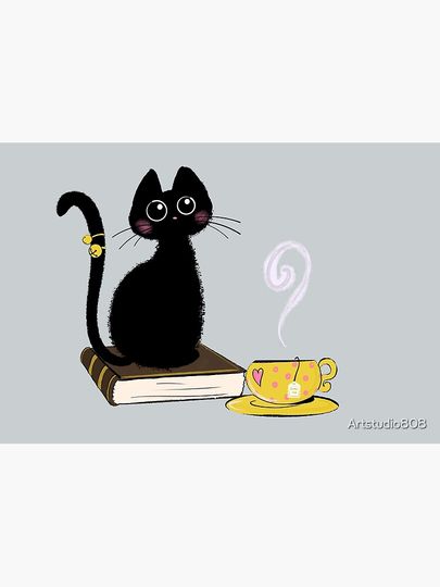 Little black cat And tea Jigsaw Puzzle