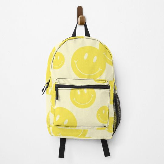 Preppy, Yellow, Smiley, Preppy Aesthetic Backpack
