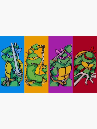 TMNT Rainbow, Pixel Arcade Edition Premium Matte Vertical Poster