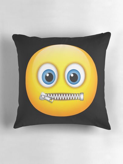Zipper Mouth Face Emoji Costume Halloween Pillow