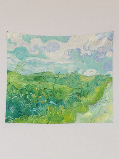 Green Wheat Fields Auvers Van Gogh Fine Art Tapestry