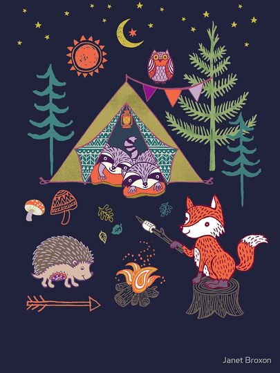 Woodland Animals Campout Lightweight Hoodie