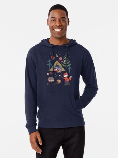 Woodland Animals Campout Lightweight Hoodie