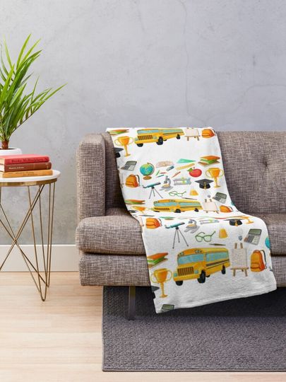 Preppy School Supplies  Throw Blanket