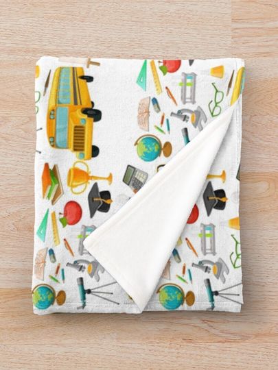 Preppy School Supplies  Throw Blanket