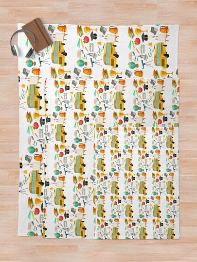 Preppy School Supplies  Throw Blanket