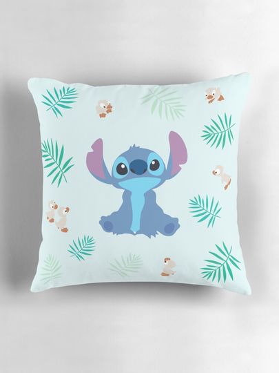 Stitch with ducks palm tree leaf pattern  Pillow