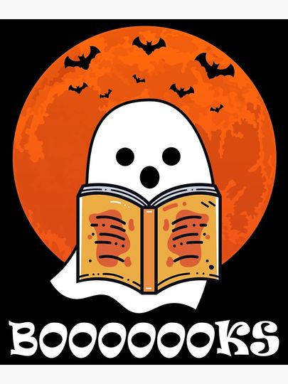 Booooooks Boo Read Books Halloween Funny Reader Poster