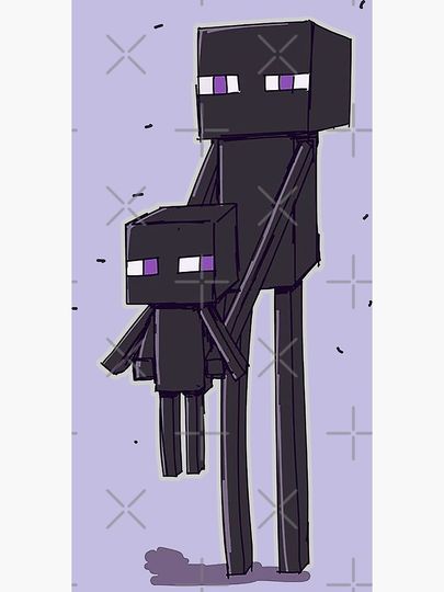 Enderman with Enderkid Premium Matte Vertical Poster
