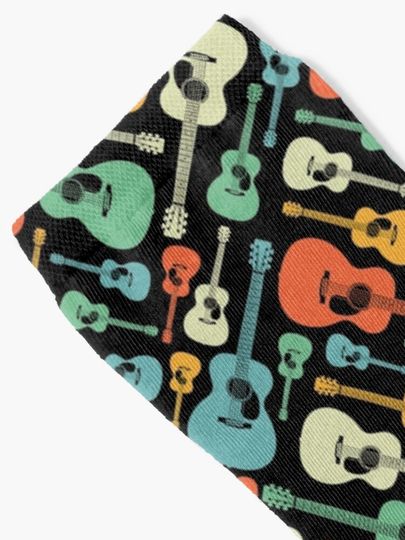 Acoustic Guitar Seamless Pattern Retro Theme Socks