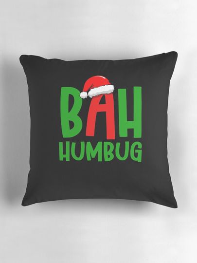 Christmas Bah Humbug Santa Hat Christmas Party Outfit Pillow