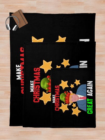 Make Christmas Great Again Funny Trump Ugly Christmas Throw Blanket