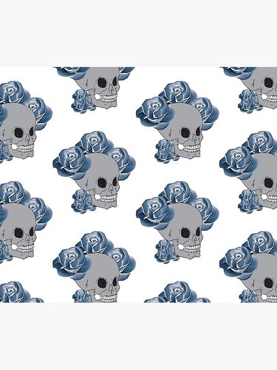 Watercolor skulls with floral - funny  Duvet Cover