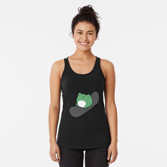 Skateboarding Frog Racerback Tank Top