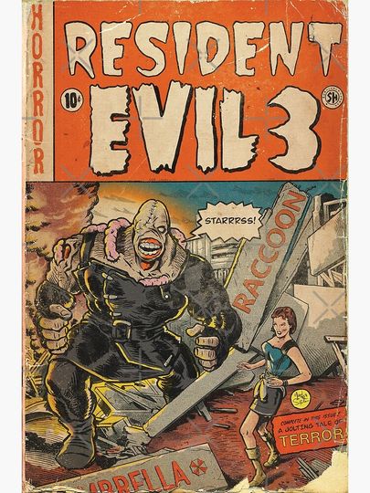 Resident Evil 3 fan art comic book cover Premium Matte Vertical Poster