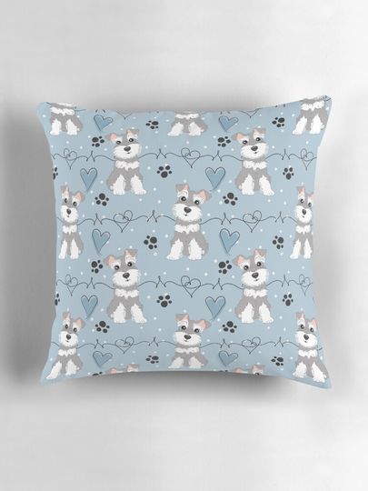 Love Salt and Pepper Miniature Schnauzer Pillow