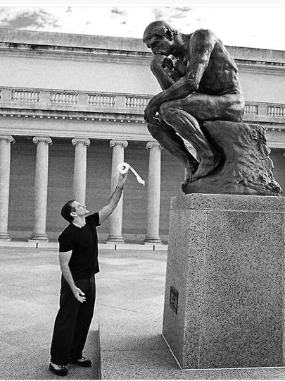 Robin Williams Giving 'The Thinker' Toilet Paper Premium Matte Vertical Poster