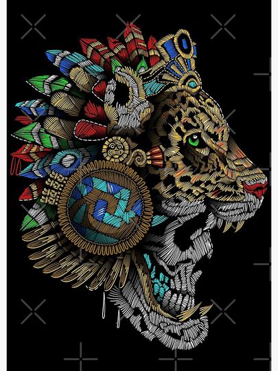 jaguar warrior mexico aztec of stitch Premium Matte Vertical Poster