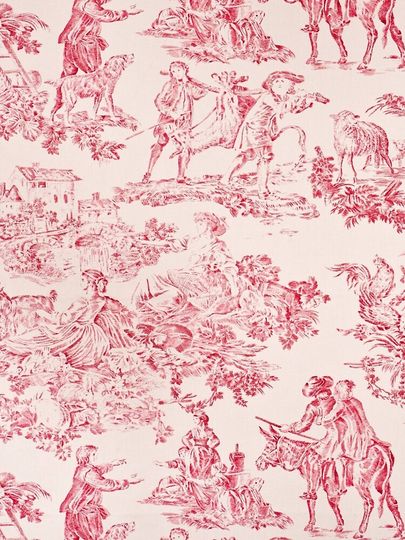 Red and White Toile de Jouy Leggings