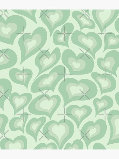 Sage Green Hearts, Heart Pattern Backpack