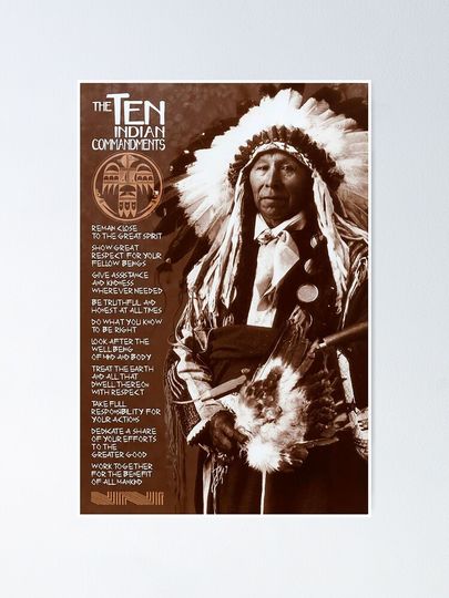 10 Indian Commandments Native American Poster