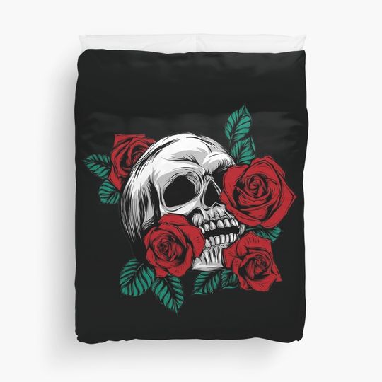 Andy Warhol Skulls | roses skulls  Duvet Cover