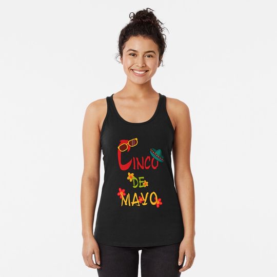 hat, party glasses in Cinco de mayo celebration Tank Top