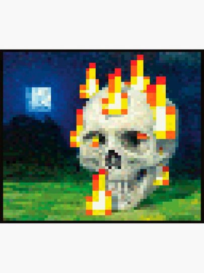 Minecraft Painting Burning Skull Premium Matte Vertical Poster