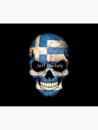 Greek Flag Skull Duvet Cover