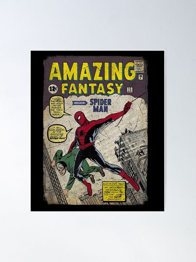 Amazing Fantasy Spider Superhero Comic Poster