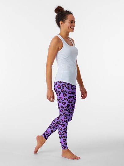 Bright Purple Leopard Spots Animal Print Pattern Leggings