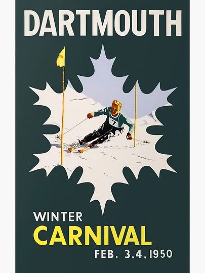 Dartmouth Winter Carnival Vintage Ski Poster Premium Matte Vertical Poster