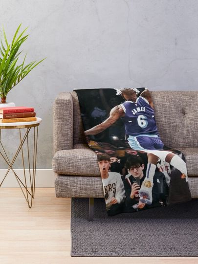 LeBron James 6 Posterized Dunk Throw Blanket, Gift for Fan