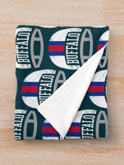 Buffalo Retro Helmet - Blue   Throw Blanket